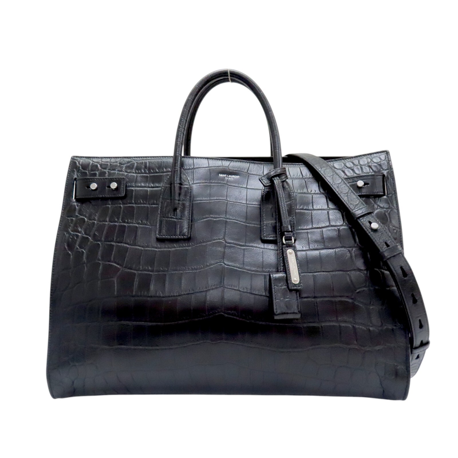 Borsa a tracolla SAINT LAURENT Sac De Jour in rilievo pelle di vitello nera