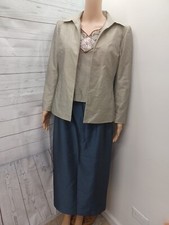 Kasper/RN 99655 jacket blazer suit set Beige Gray Sz 8P Skirt Sz 8