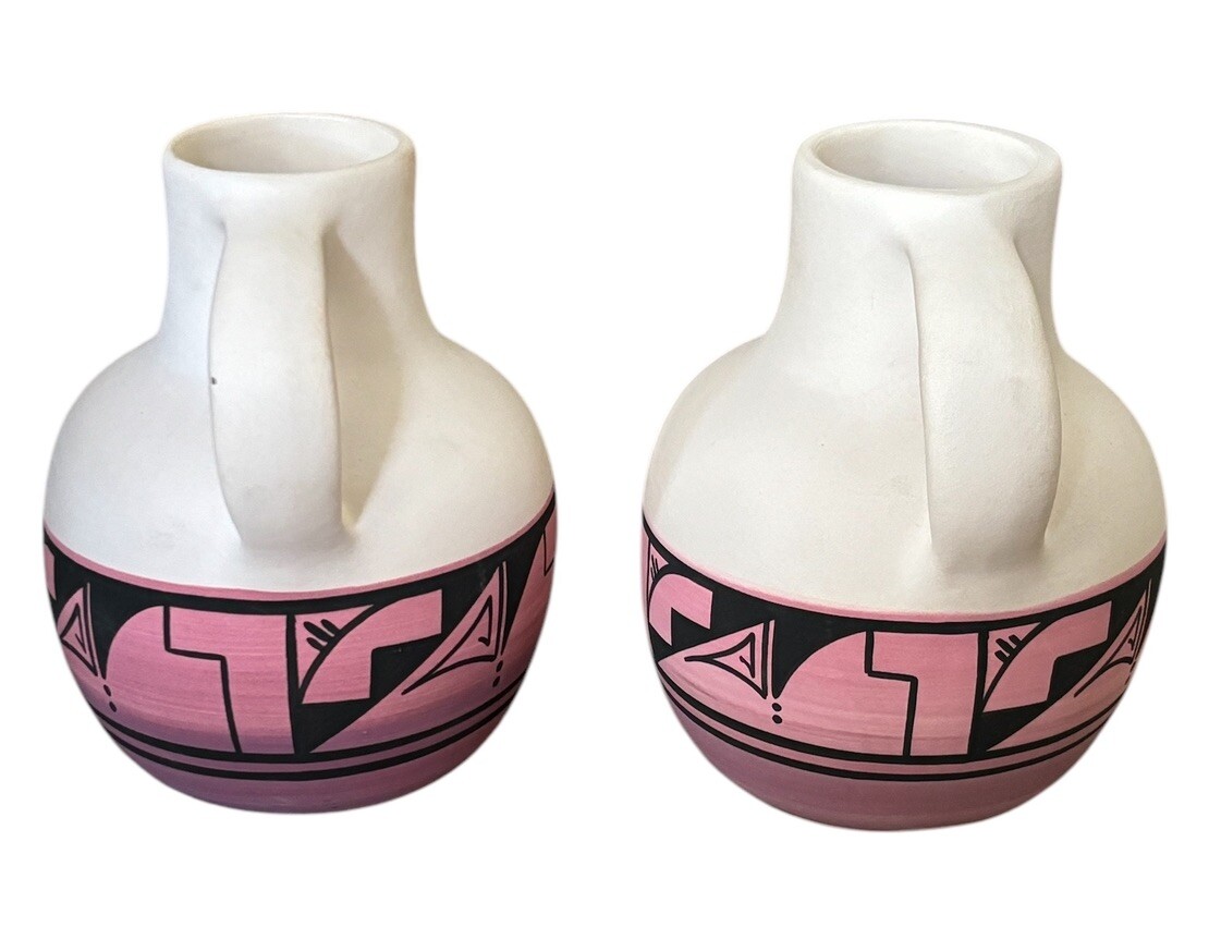 Set Of 2 Ute Indian Pottery Water Jug Signed Lora Watts #36