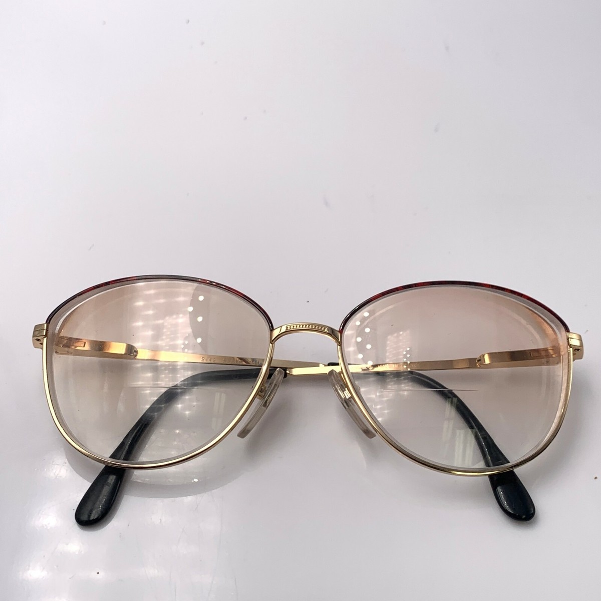 Vintage Cottet 2442 Red Gold Metal Oval Sunglasses France Vintage Cottet 2442 Red Gold Metal Oval Sunglasses France