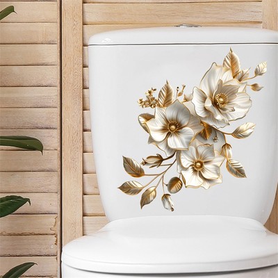 Flower Toilet Sticker Plant Wall Decals Flower Leaf Art Mural Bathroom DIY Decor