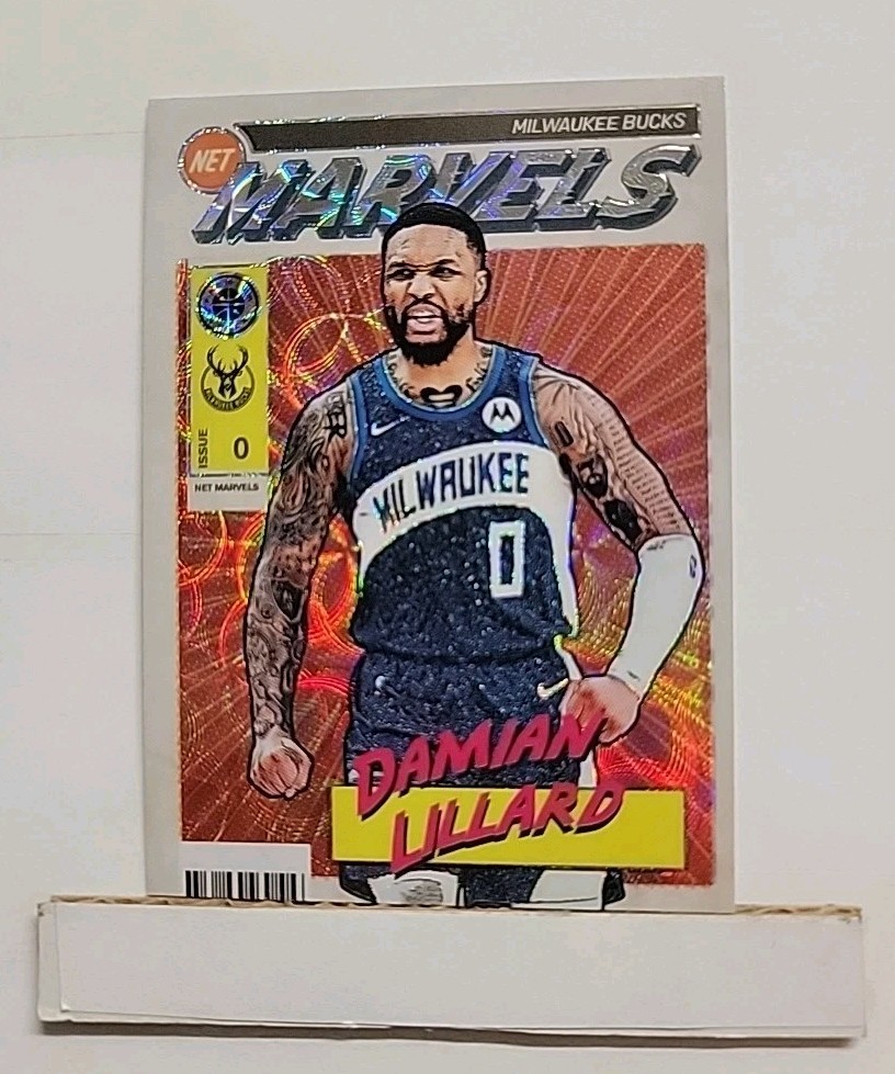 2023-24 NBA Hoops Premium Stock Damian Lillard #30 Net Marvels Scope Prizm N1