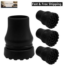 4 Pack 7/8 Inch Rubber Cane Tips, Black Heavy Duty Walking Cane Tips for Seni...