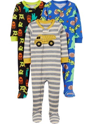 Simple Joys by Carter's Toddler Boys' SnugFit Footed Cotton Pajamas, Pack of ...