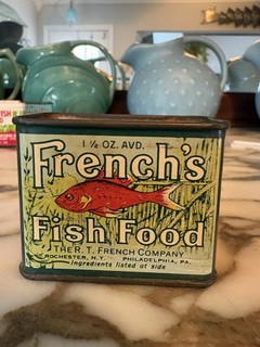 Old Vintage French's Fish Food Tin ￼ Goldfish ￼Green