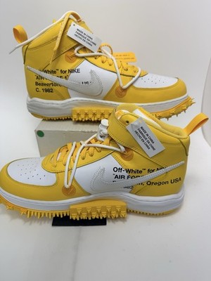 Nike Air Force 1 Mid SP X Off White Leather Mens Size 10.5 Maize DR0500-101