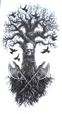 Tree of Life  Skull Temporary Waterproof Tattoo 4 Inch Gothic Fantasy Body Art