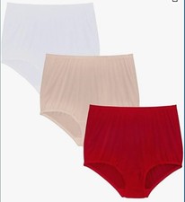 Vanity Fair Womens Brief Underwear Panties 3 pair 100 Nylon Ravissant XL/8 Red