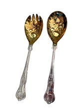 Sheffield England E.P.S. A1 Silverplate Gold Wash Fruit Spoon Fork Set 1930's