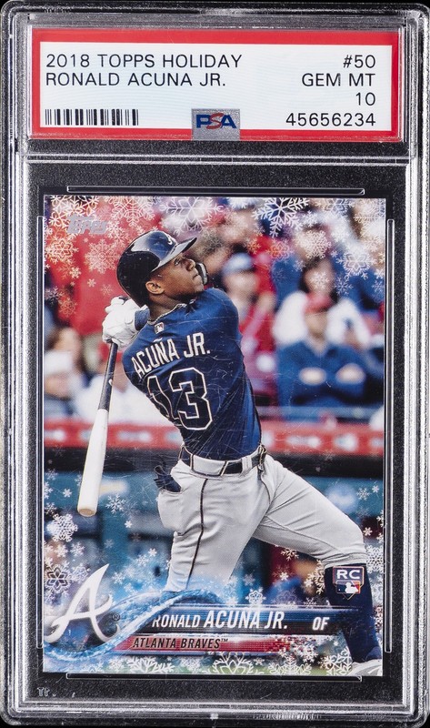 2018 TOPPS HOLIDAY #50 RONALD ACUNA JR. ROOKIE RC PSA 10