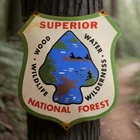 Vintage National Forest Porcelain Sign Superior Wildlife Wilderness Gas Oil USA