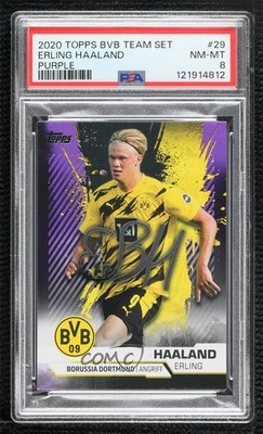 2020 Topps BVB Borussia Dortmund Mega Tin Purple /299 Erling Haaland PSA 8 1j7s