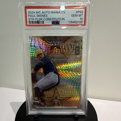 POP 1 !! 2024 Auto Mania CV Paul Skenes Pirates Constitution #PS3 6/10 PSA 10