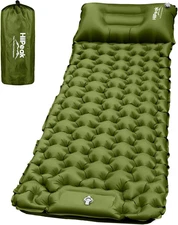 Ultralight Inflatable Sleeping Pad Camping Air Mattress w/ Pillow & Foot Pump