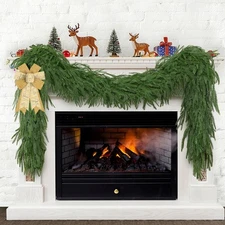 2 Pcs 5 Ft Artificial Norfolk Garland Faux Christmas Greenery Real Touch Decor