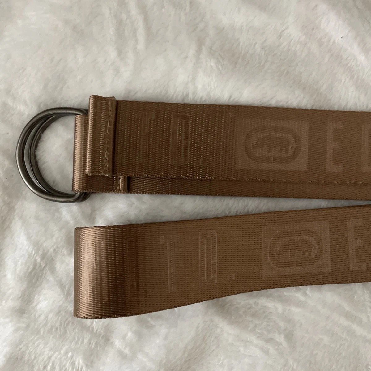 Ecko Unltd Brown Leather Double Grommet Belt Y2K Streetwear Industrial ECKO UNLTD BROWN TWILL FABRIC BELT, MONOGRAM & RHINO LOGO  main image 3
