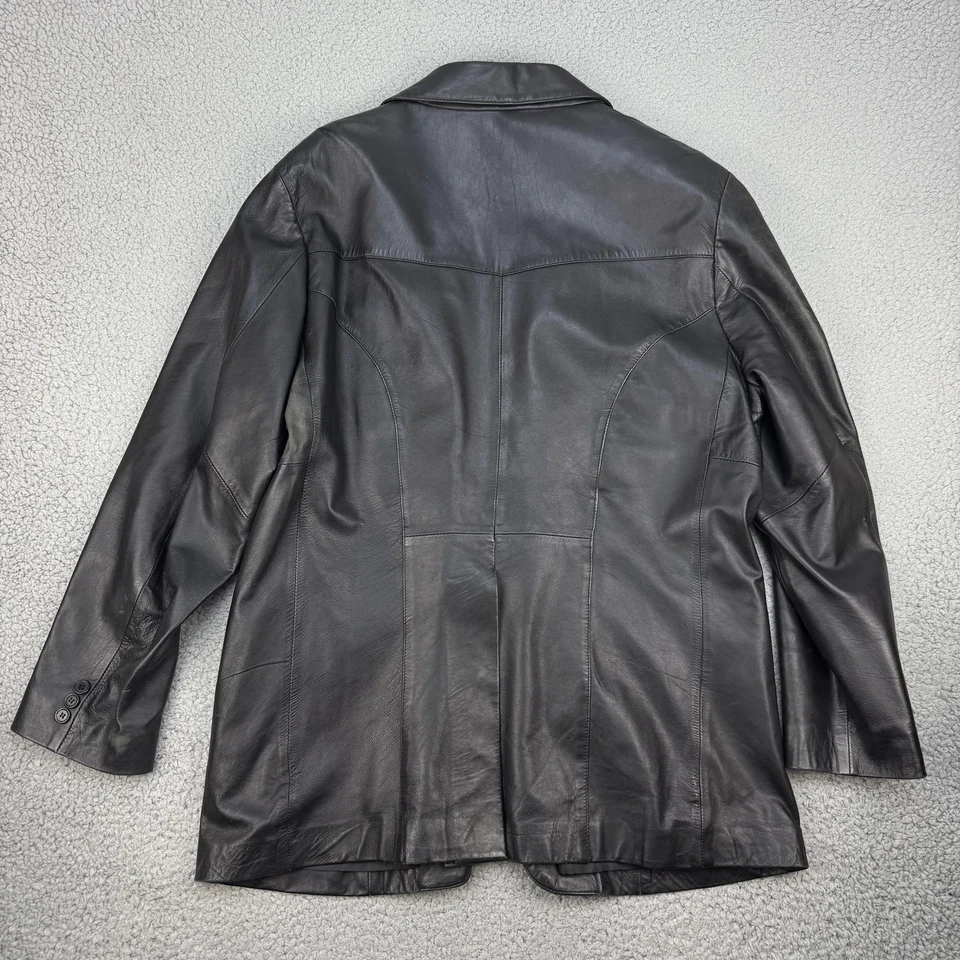 Chaqueta Blazer de Cuero Scully para Hombres 44 Negra 2 Botones Muesca Solapa Bolsillos con Solapa Foto 2 de 4