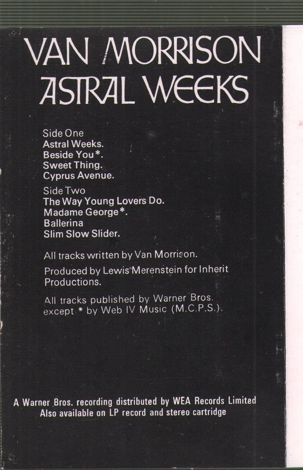 Van Morrison Moondance cassette UK Warner Bros. cassette. inside of sleeve has - Image 3 of 4