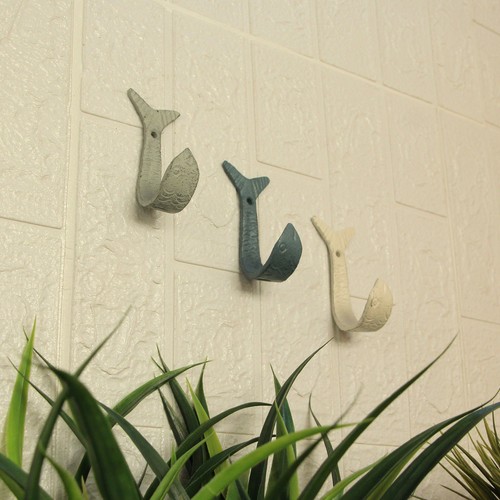 Juego de 3 ganchos de pared volteadores para peces - 4" - azul, gris, blanco - decoración costera - Imagen 4 de 9