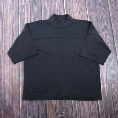 American Granny Core Womens Medium Black Mock Neck T Shirt Vintage USA Made Top