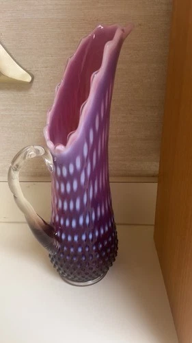 Fenton Hobnail Plum Opalescent Pitcher Shape Vase #3760