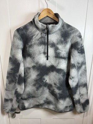 Berghaus Fleece Jacket Retrostare Quarter Zip Grey Tie Dye Sherpa Size 16 XL