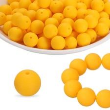 40Pcs Silicone Beads 15mm Silicone Beads Bulk for Pens Loose Round Bright Yellow