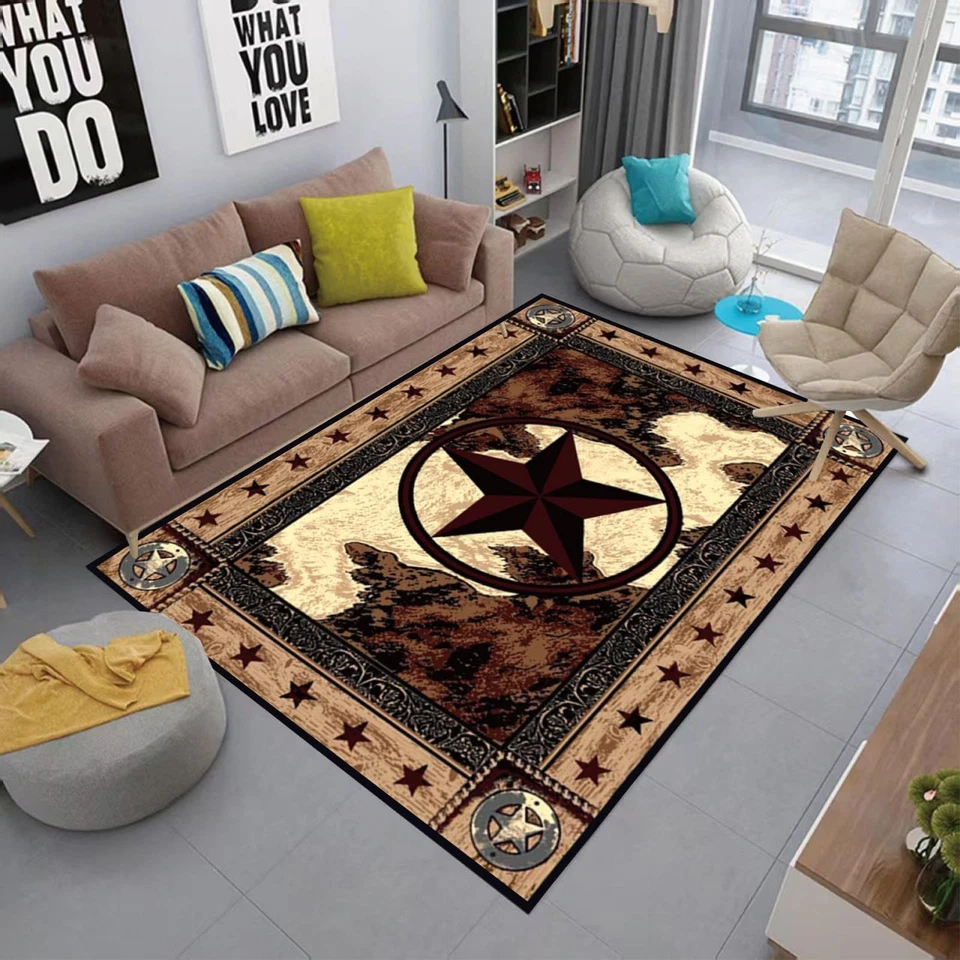 Alfombra rústica estrella del oeste de Texas alfombra de campo de cuero de vaca P... Foto 4 de 4