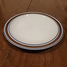 Salem Stoneware Georgetown Blue Brown Bands 12" Vintage Chop Plate