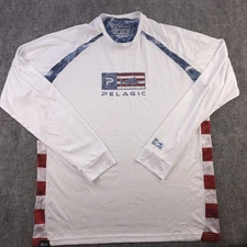 Pelagic T Shirt Large White Solid Crew Neck Long Sleeve Vaportek Performance