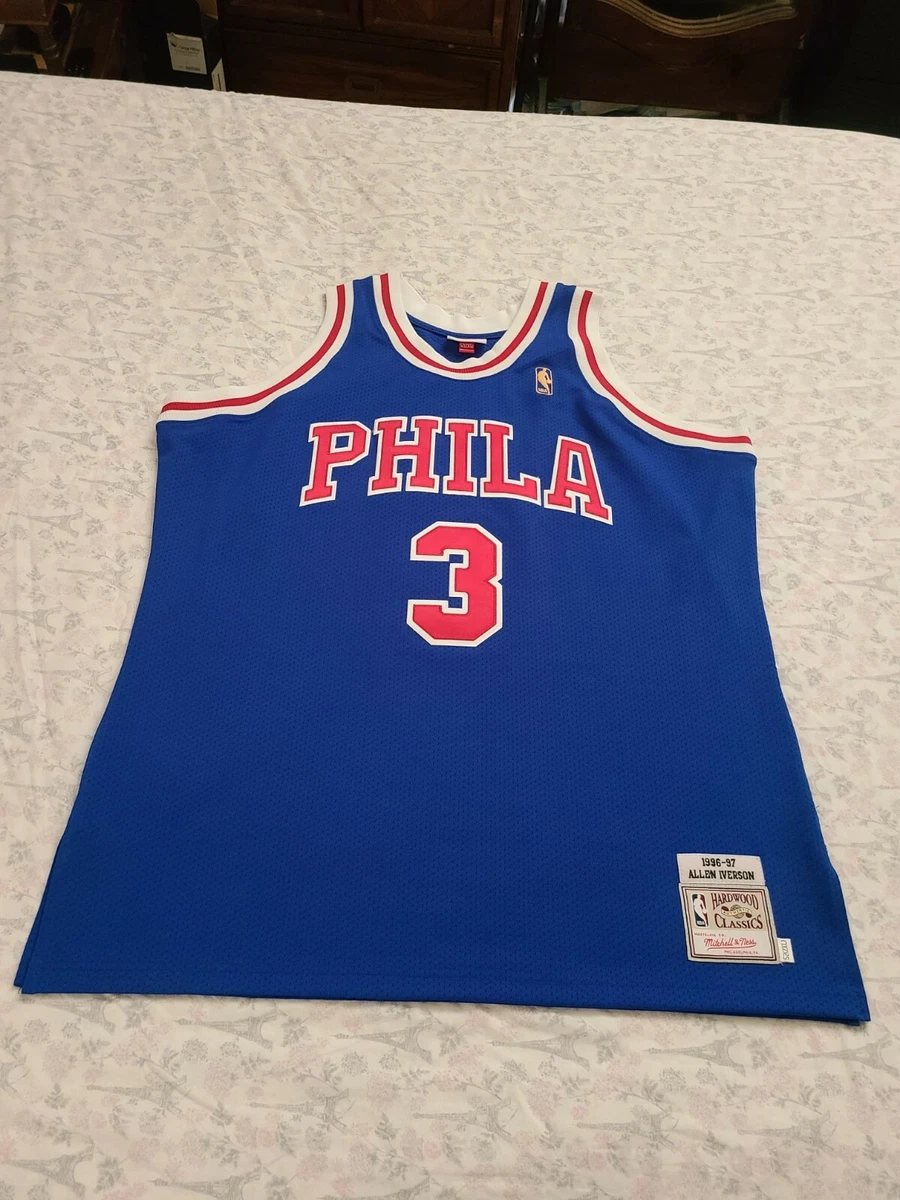 Men's Philadelphia 76ers Allen Iverson Mitchell & Ness Red 1996-97 Hardwood  Classics Rookie Authentic Jersey