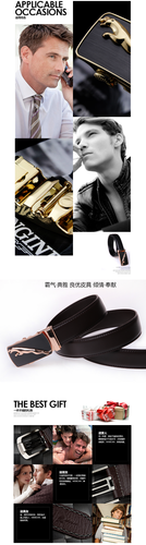 Jaguar automatic buckle genuine leather strap men belt - Picture 3 of 5