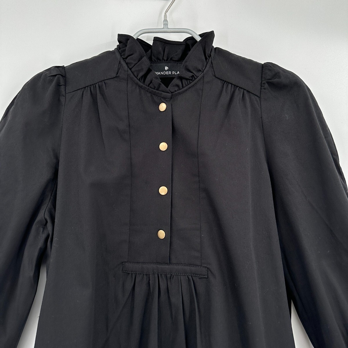 Pomander Place Tuckernuck Black Claiborne Dress Button Down Shift Puff  Sleeve XS | eBay