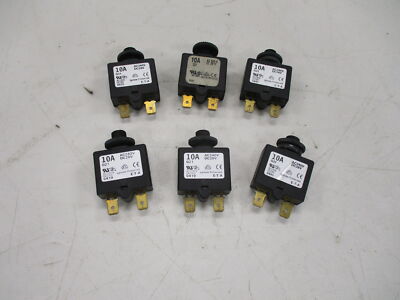 ETA 10 AMP PUSH TO RESET BREAKERS SET OF (6) BLACK 028-1880 MARINE BOAT
