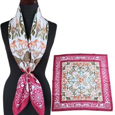Hermes Early America Carre 90 Silk 100 Scarf Vintage version Rare Red  /Box