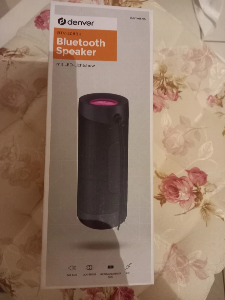DENVER Bluetooth Speaker tragbar.Lautsprecher BTV-208BK.Neu und OVP - Bild 1 von 3
