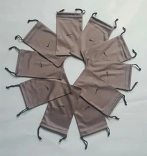 LOT OF 10 NIKE GRAY MICROFIBER SUNGLASSES & OPTICAL FRAME CLEANING CLOTH POUCH 