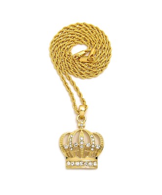New Crown Pendant & 24'' Box/Cuban/Rope Chain Hip Hop Necklace - XMP75