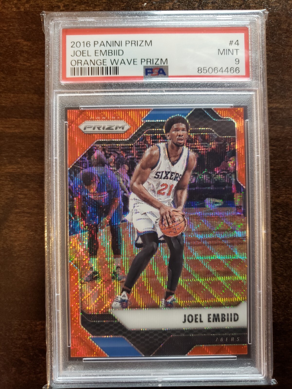 2016 Panini Prizm Basketball Joel Embiid Orange Wave Prizm #/25