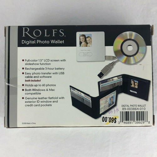 Rolfs Digital Photo Wallet 1.5" LCD Screen Leather Flat Fold USB 2008 $60 NIB - Picture 2 of 12