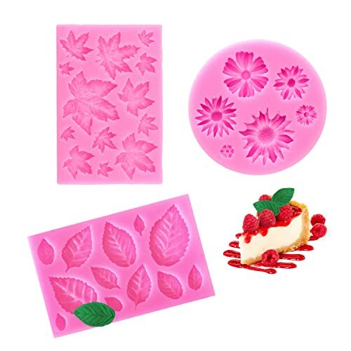 PFLYPF 2 stampi per foglie e 1 stampo per fiori, stampi in silicone, (z1r)
