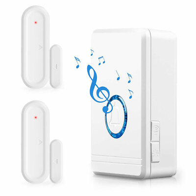 Door Open Sensor Chime 2 Magnetic Sensor Wireless Alarm 48 Chime 1300ft for Home