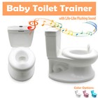 Potty Training Toilet with Life-Like Flush Button & Sound for Toddlers Kids, Whi