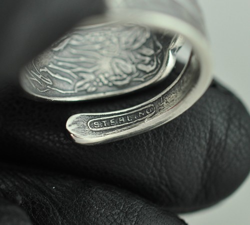 Solid 925 Sterling Silver Viking Warrior Adjustable Spoon Ring - Picture 6 of 7