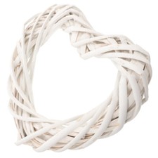 2 Pieces White Wooden Heart-shape Rattan Wreath Rustic Wicker Wall Decor DIY