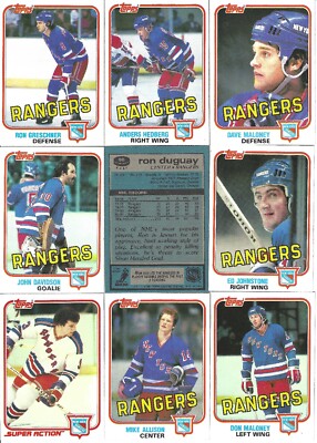 1981-82 Topps Hockey East New York Rangers Complete Team Set (10) | eBay