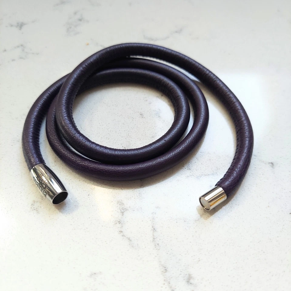 Pulsera de cuero sin fin púrpura triple envoltura cierre magnético Foto 3 de 4