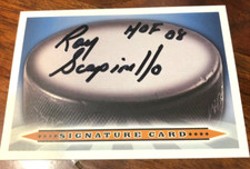 NHL RAY SCAPINELLO AUTOGRAPHED HAND SIGNED HOCKEY CARD Hall of Fame Referee