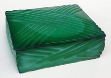 Art Deco Deckeldose antik Malachit Glas grün...