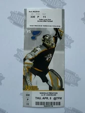 2007 St. Louis Blues at Nashville Predators Ticket 4/5/07 Forsberg 1G Vokoun Win